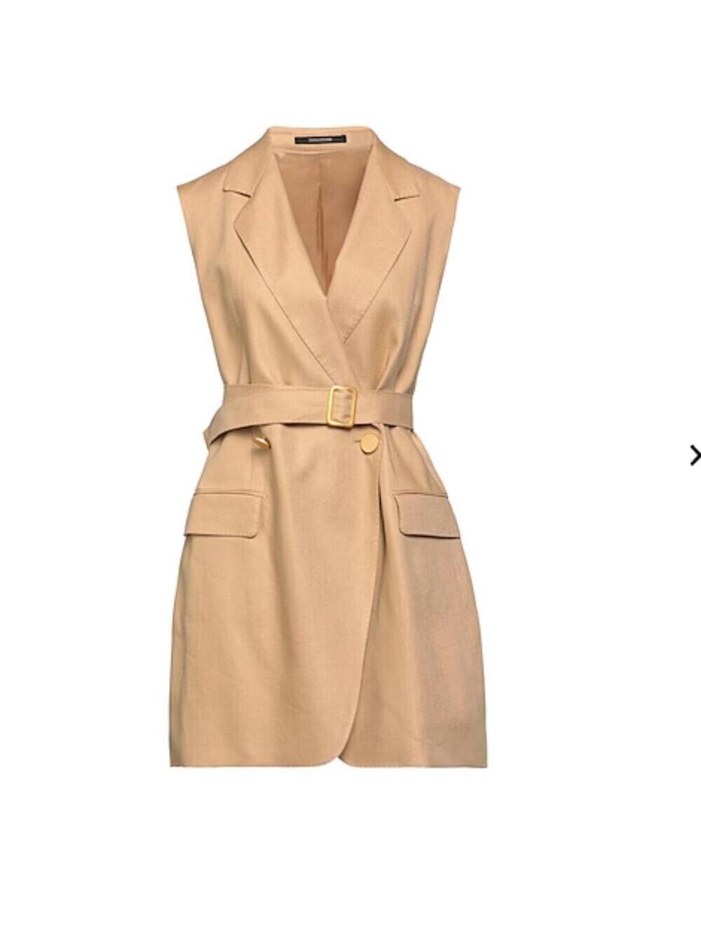 Tagliatore 100% Linen Tan Harmony Blazer Vest Dress EU 40 / US 8  $525